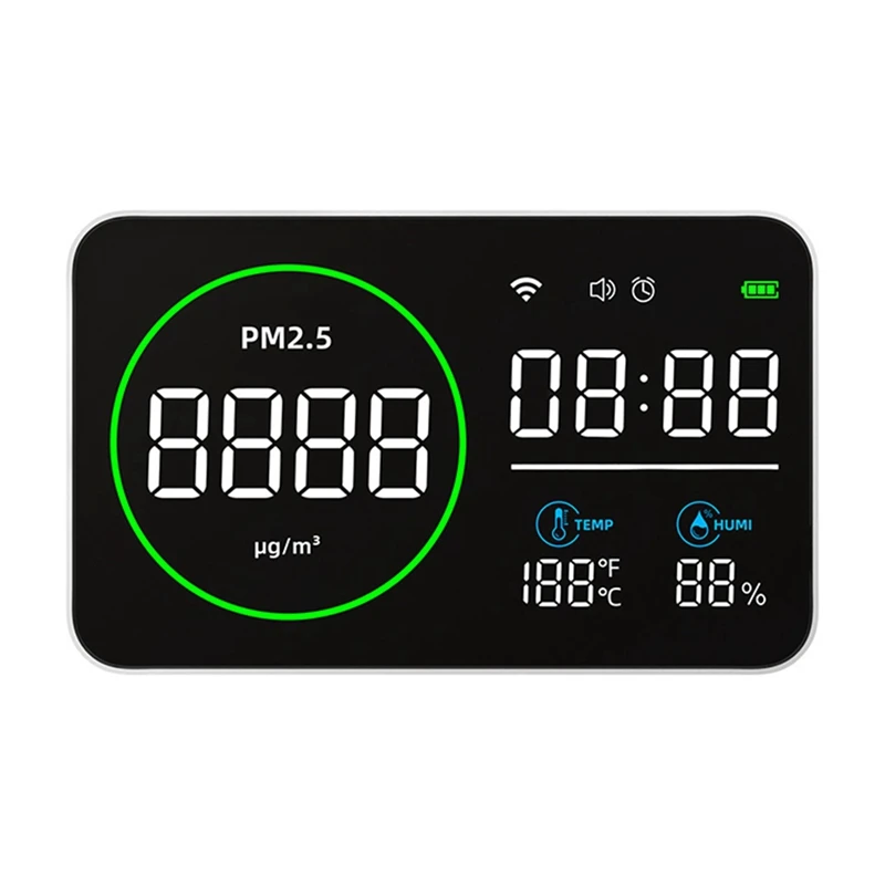 4 In 1 Temperature/Humidity Time Display Air Quality Monitor 10 Inch LED Screen Full Display
4 In 1 Temperature/Humidity Time Display Air Quality Monitor 10 Inch LED Screen Full Display