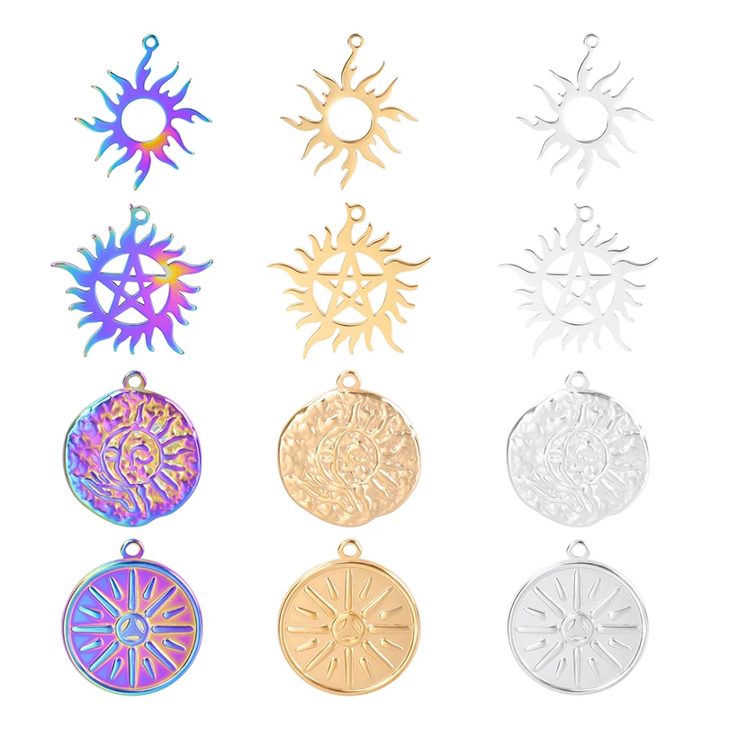 Wholesale 5PCS/Lot Bulk Stainless Steel Sun Pendant Charms For Jewelry Women Necklace DIY Handmade Accessories Supplies 3Colors
Wholesale 5PCS/Lot Bulk Stainless Steel Sun Pendant Charms For Jewelry Women Necklace DIY Handmade Accessories Supplies 3Colors
