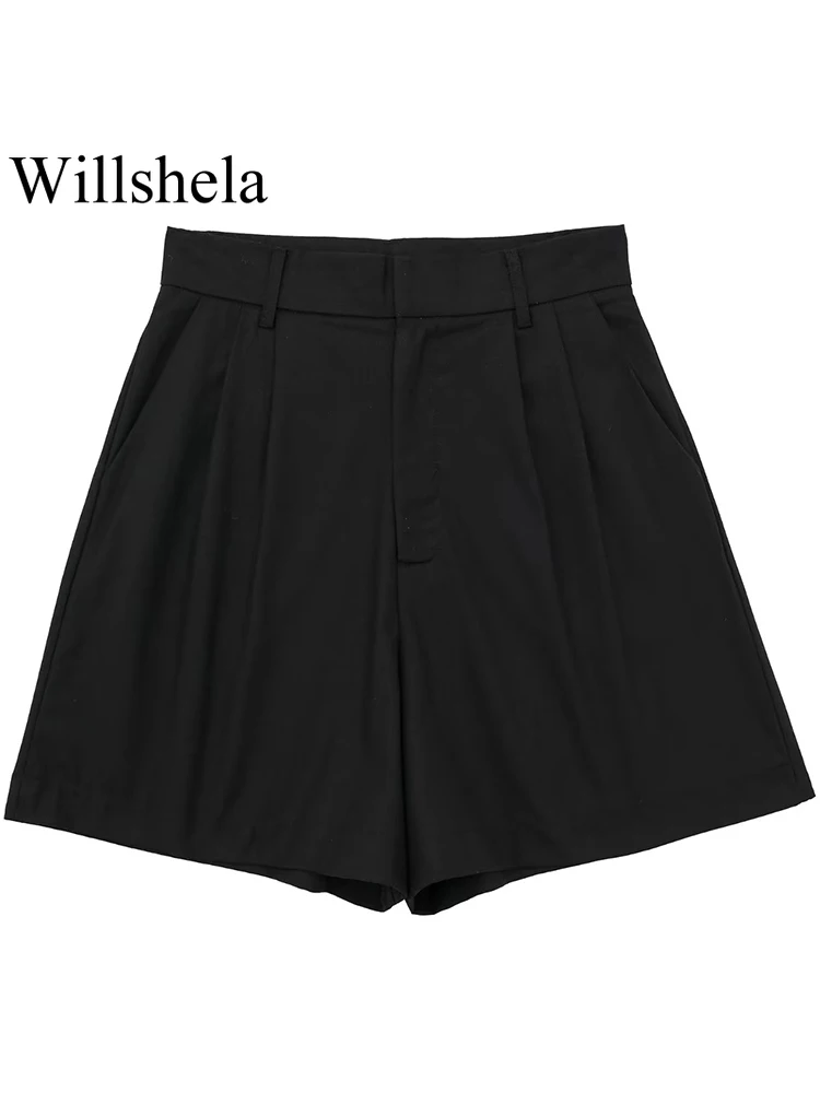Willshela женские модные черные плиссированные мини-шорты на молнии спереди винтажные женские шикарные шорты с высокой талией
Willshela женские модные черные плиссированные мини-шорты на молнии спереди винтажные женские шикарные шорты с высокой талией