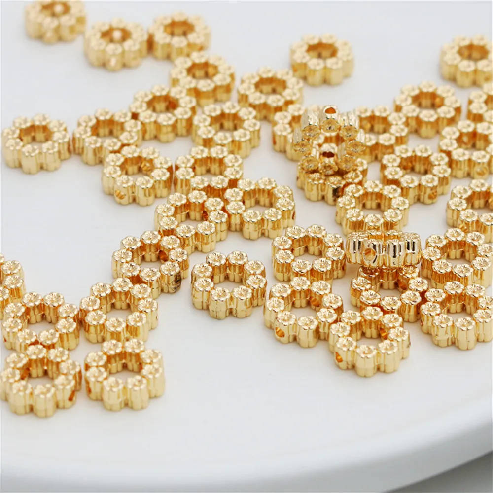 

14k gold clad double-sided embossed through-hole ring ring to hole set of bead ring diy jewelry beading jewelry accessories