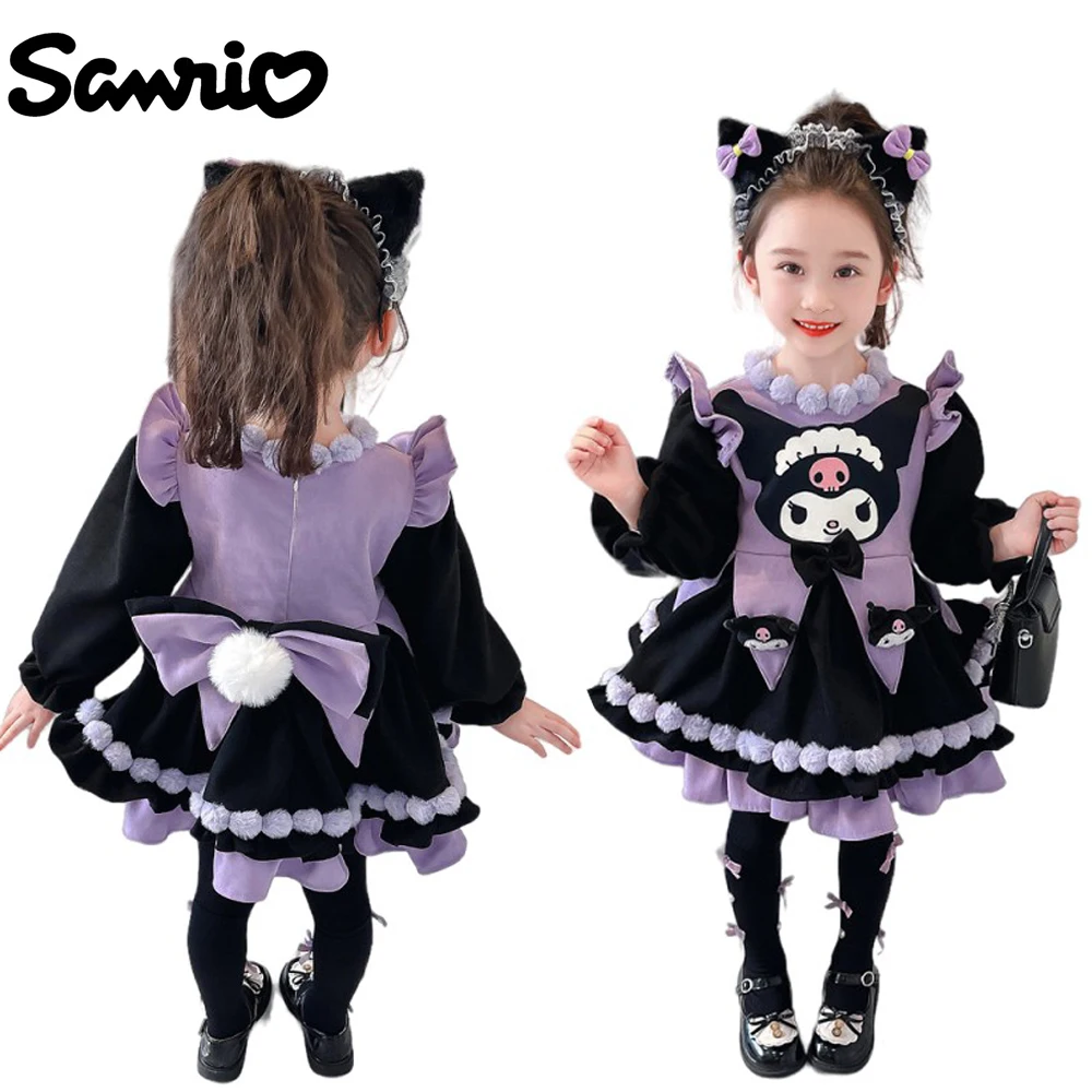 Sanrios Kuromi Girls Lolita Dress Spring Autumn Winter Seasons Princess Skirt Halloween Children Frock Birthday Festival Gifts
Sanrios Kuromi Girls Lolita Dress Spring Autumn Winter Seasons Princess Skirt Halloween Children Frock Birthday Festival Gifts