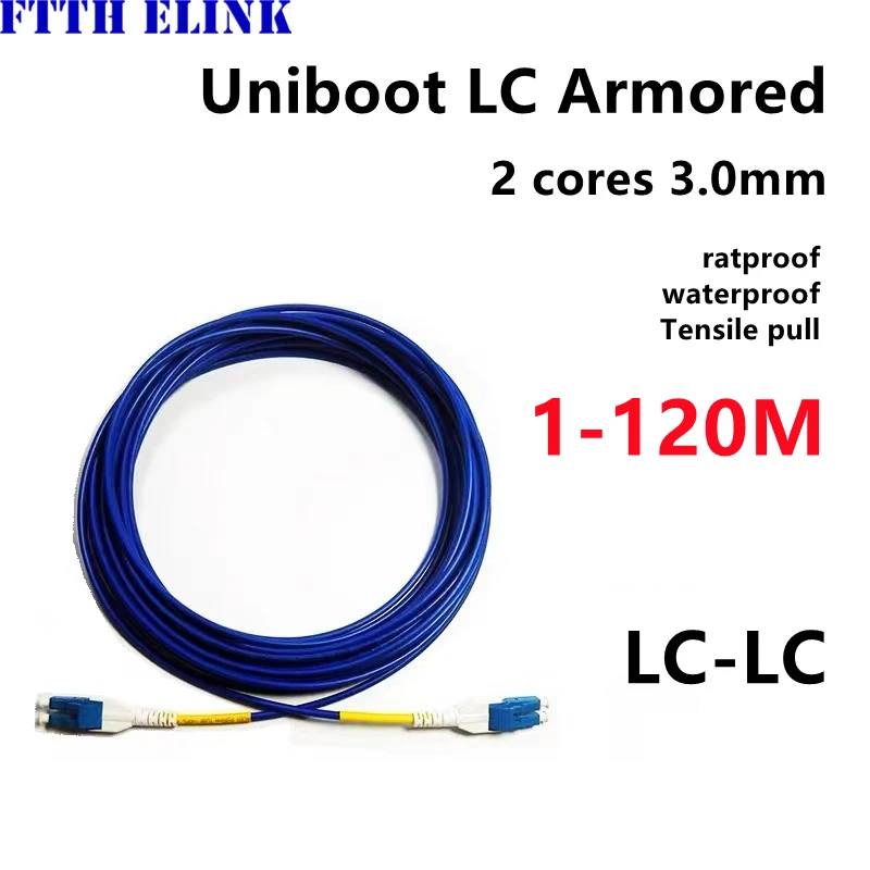 

1M-120M 2 cores LC uniboot armored jumper 2C singlemode 3.0mm indoor outdoor optical fiber patchcord duplex 50m 60m 80m 100m 20M