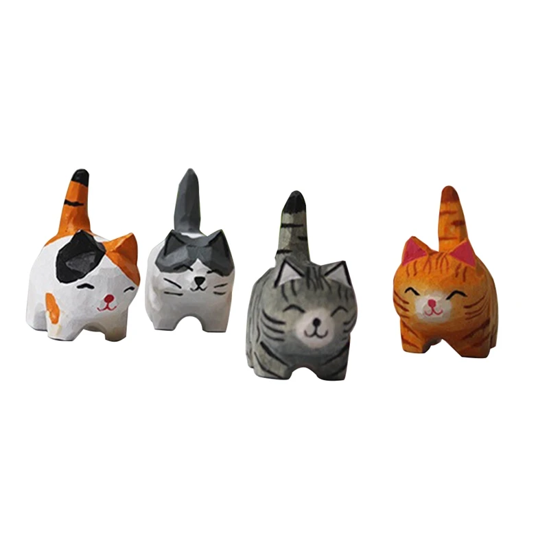 

Деревянные фигурки кошек, прекрасные маленькие резные оранжевые Коты, статуэтка ручной работы, деревянный котенок, художественная резьба.