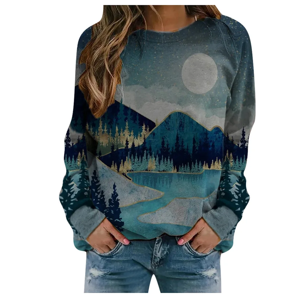 Everyday Women's Long-sleeved 3d Printing Hoodless Sweatshirt Landscape And Animal Graphics 3d Printing Loose Casual Sweatshirt
Everyday Women's Long-sleeved 3d Printing Hoodless Sweatshirt Landscape And Animal Graphics 3d Printing Loose Casual Sweatshirt