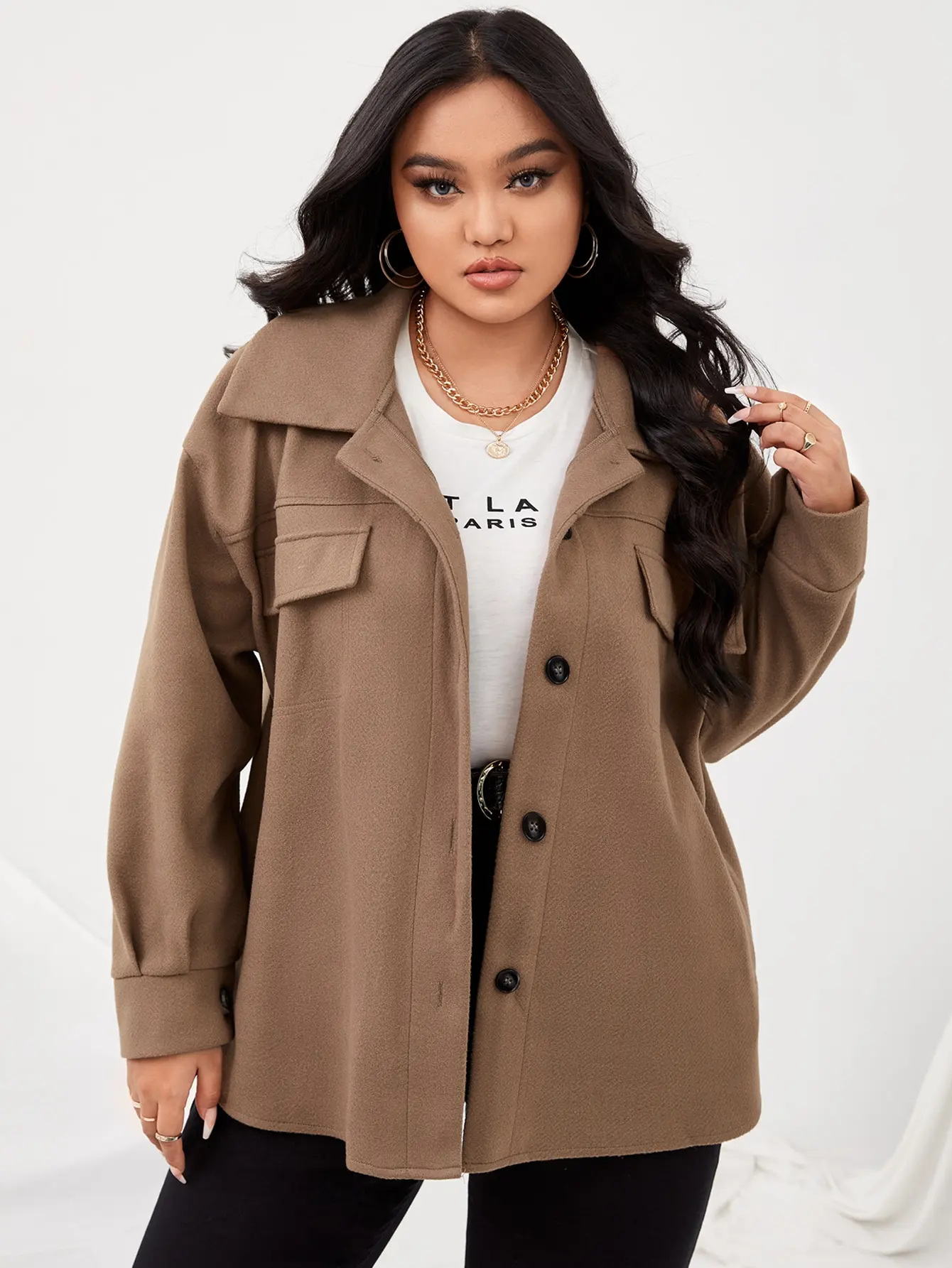 Plus Drop Shoulder Flap Detail Overcoat Female Coat Autumn Winter Coats Jackets Women Plus size Coat Women's Wool Coats Tops
Plus Drop Shoulder Flap Detail Overcoat Female Coat Autumn Winter Coats Jackets Women Plus size Coat Women's Wool Coats Tops
