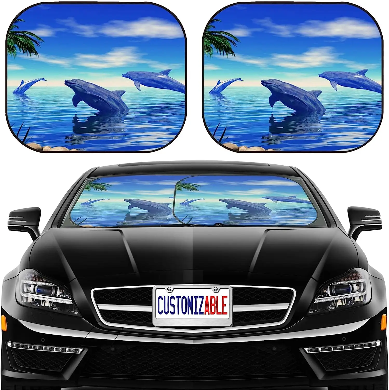 Dolphin Car Sun Shade Windshield Sunshade Universal Fit 2 Pack Sun Glare UV and Heat Protect Car Interior Windshield Sunshade
Dolphin Car Sun Shade Windshield Sunshade Universal Fit 2 Pack Sun Glare UV and Heat Protect Car Interior Windshield Sunshade