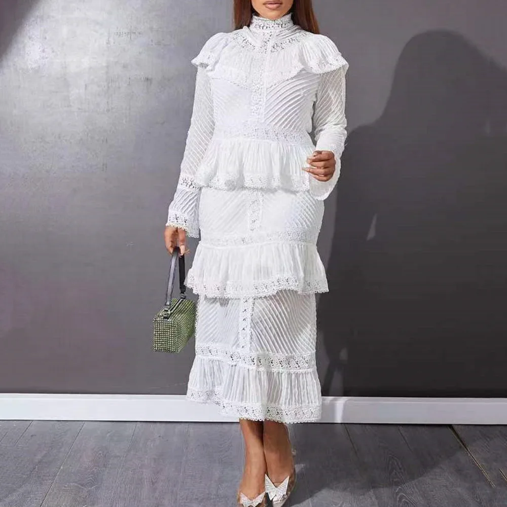 White Cocktail Dress 2022 Ruffles Lace Pullover High Waist Long Sleeve Sexy Sweet Elegant Fashion Party Long Layered Dresses
White Cocktail Dress 2022 Ruffles Lace Pullover High Waist Long Sleeve Sexy Sweet Elegant Fashion Party Long Layered Dresses