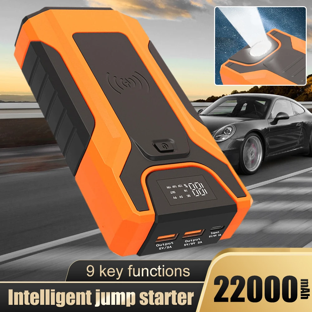 22000mAh Car Battery Jump Starter Portable Power Bank 1000A with Dual USB Emergency Flashlight for 12V 5.0L Gasoline 3.5L Diesel
22000mAh Car Battery Jump Starter Portable Power Bank 1000A with Dual USB Emergency Flashlight for 12V 5.0L Gasoline 3.5L Diesel