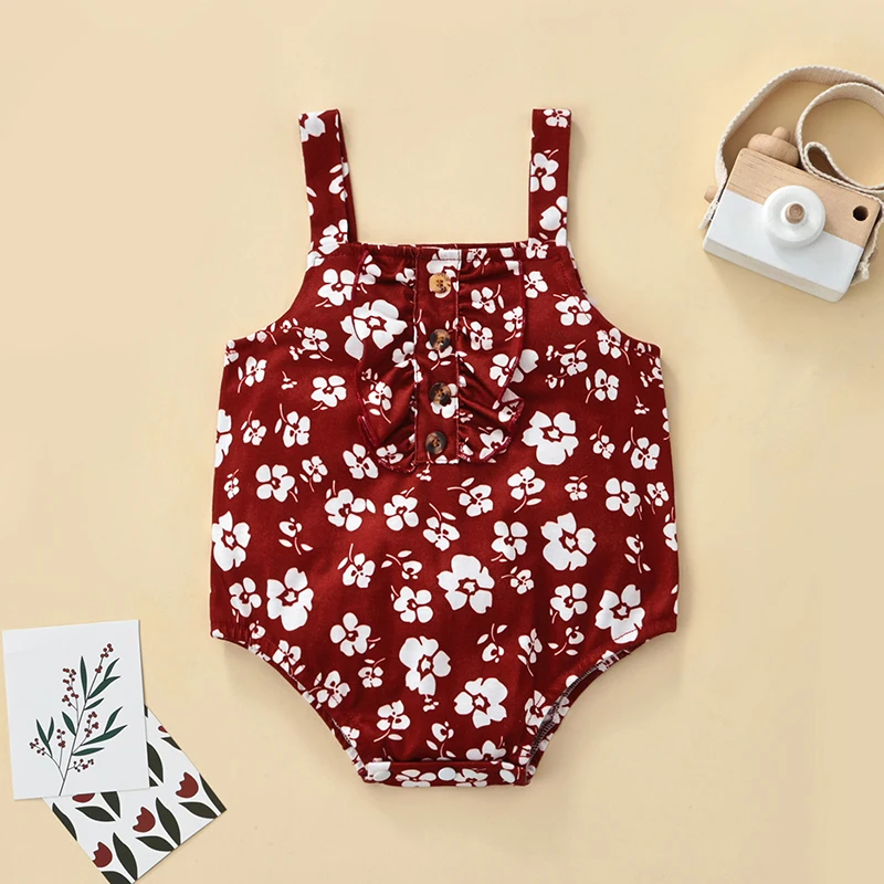 Infant Baby Girl Summer Jumpsuit Flower Print Sleeveless Sling Button Decoration Bodysuit
Infant Baby Girl Summer Jumpsuit Flower Print Sleeveless Sling Button Decoration Bodysuit