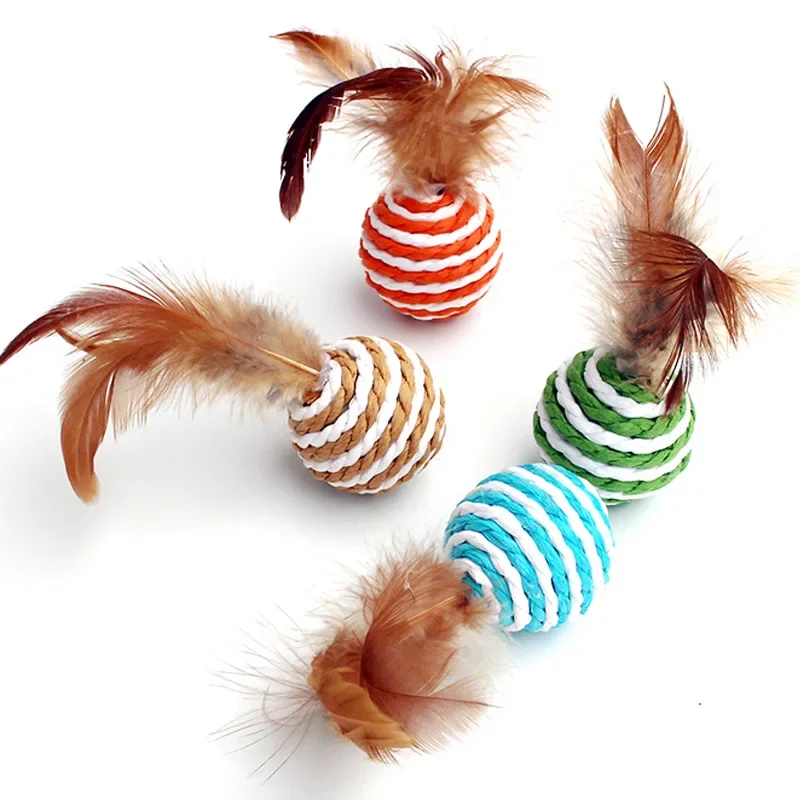 4Pieces Colorful Sisal Interactive Ball Cat Toy Pet Supplies Feather Cat Training Catcher Cat Accessories Random Color Toy Ball
4Pieces Colorful Sisal Interactive Ball Cat Toy Pet Supplies Feather Cat Training Catcher Cat Accessories Random Color Toy Ball