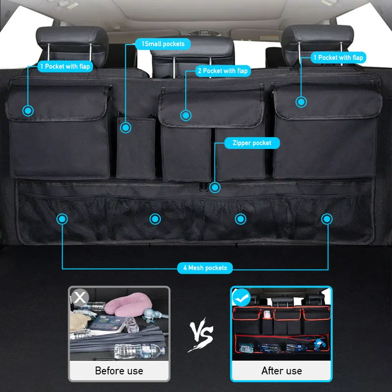 Car Trunk Organizer Rear Seat Back Storage Bag Multi Hanging Nets Pocket Auto Stowing Tidying Interior Accessories Supplies
Car Trunk Organizer Rear Seat Back Storage Bag Multi Hanging Nets Pocket Auto Stowing Tidying Interior Accessories Supplies