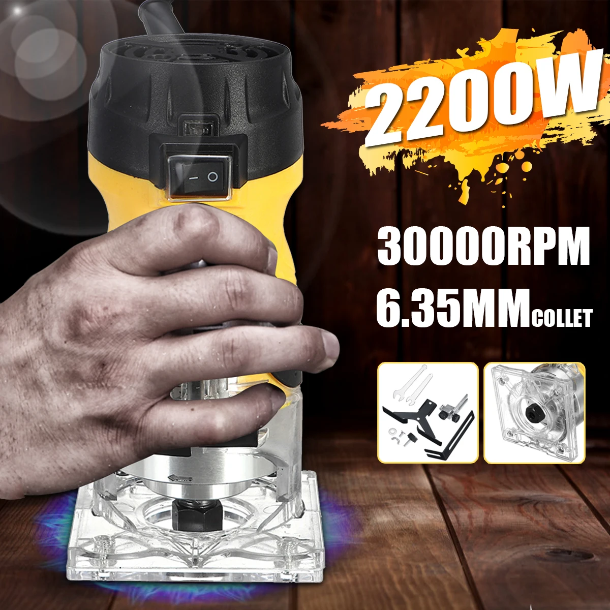 110V/220V 2200W Wood Router 6.35mm Wood Electric Hand Trimmer Hand Engraving Slotting Trimming Hand Carving Machine
110V/220V 2200W Wood Router 6.35mm Wood Electric Hand Trimmer Hand Engraving Slotting Trimming Hand Carving Machine