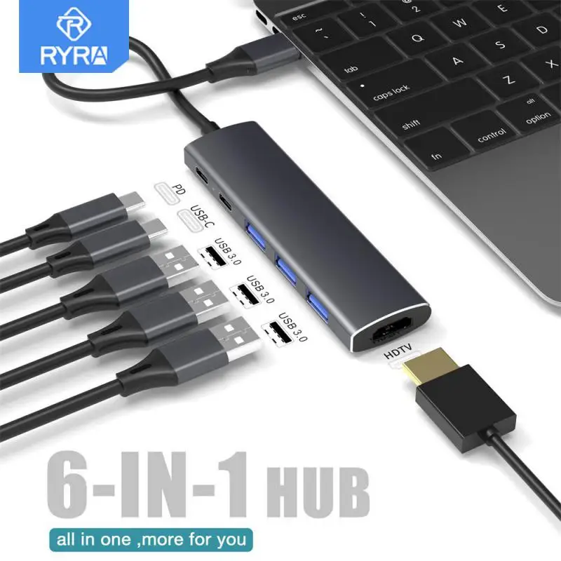 RYRA 6-Port USB C HUB Adapter USB Type C To 4K HDMI USB 3.0 HUB PD100W Splitter Adapter For MacBook Pro IPad Docking Station HUB
RYRA 6-Port USB C HUB Adapter USB Type C To 4K HDMI USB 3.0 HUB PD100W Splitter Adapter For MacBook Pro IPad Docking Station HUB