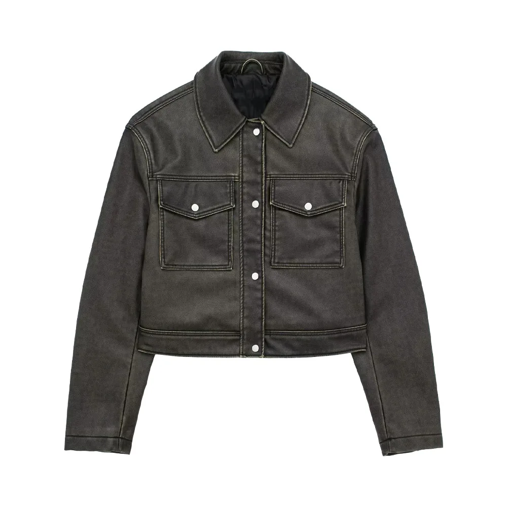 TRAF WOMEN 2023 New Pocket Decoration Imitation Leather Jacket Casual Short Design Sense Female Fashion Elegant Jacket 3046095
TRAF WOMEN 2023 New Pocket Decoration Imitation Leather Jacket Casual Short Design Sense Female Fashion Elegant Jacket 3046095