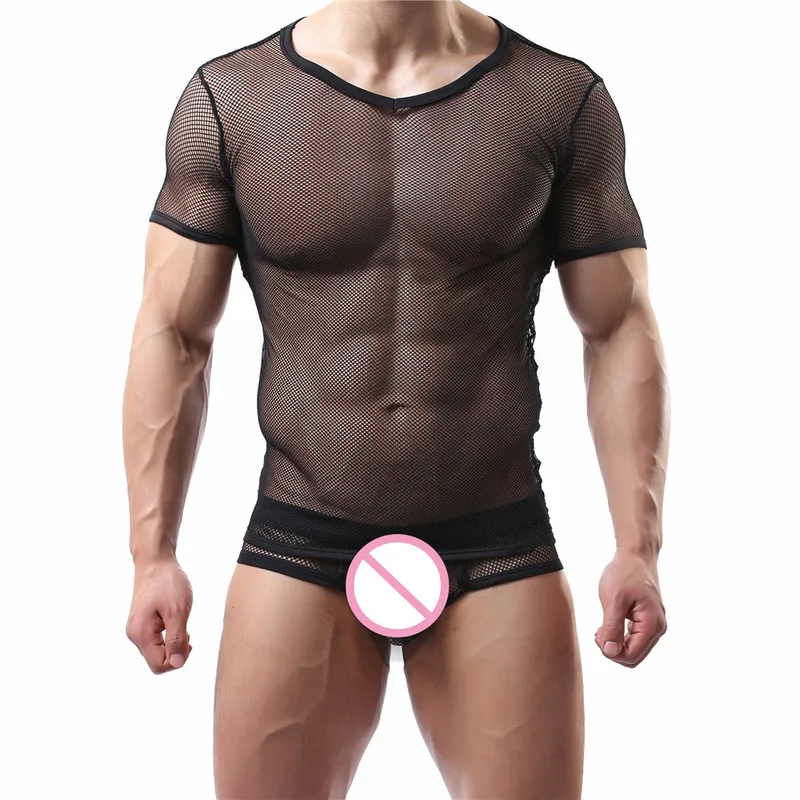 Sexy Mens Undershirts Fitness Short Sleeve T-shirts Transparent Mesh Shirt Male Sheer Boxer Shorts Underwear Or Men Clothes Set
Sexy Mens Undershirts Fitness Short Sleeve T-shirts Transparent Mesh Shirt Male Sheer Boxer Shorts Underwear Or Men Clothes Set