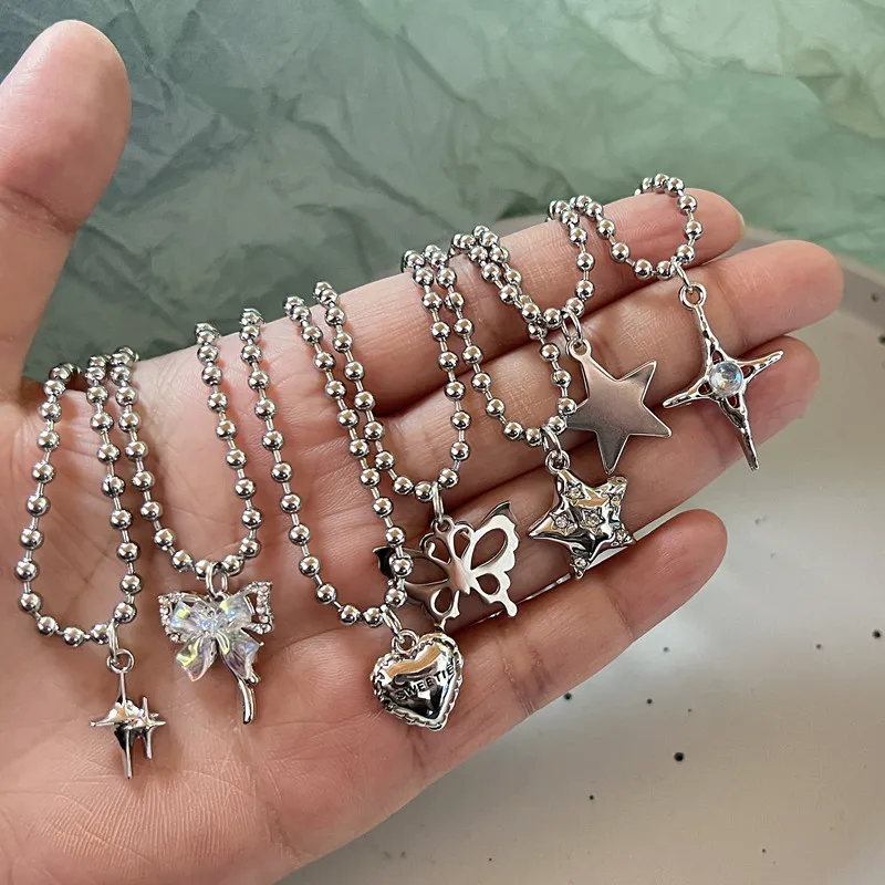 Fashion Simple Vintage Antique Silver Color Star Bow Opal Pendant Necklace For Women grunge fairy core 45cm
Fashion Simple Vintage Antique Silver Color Star Bow Opal Pendant Necklace For Women grunge fairy core 45cm