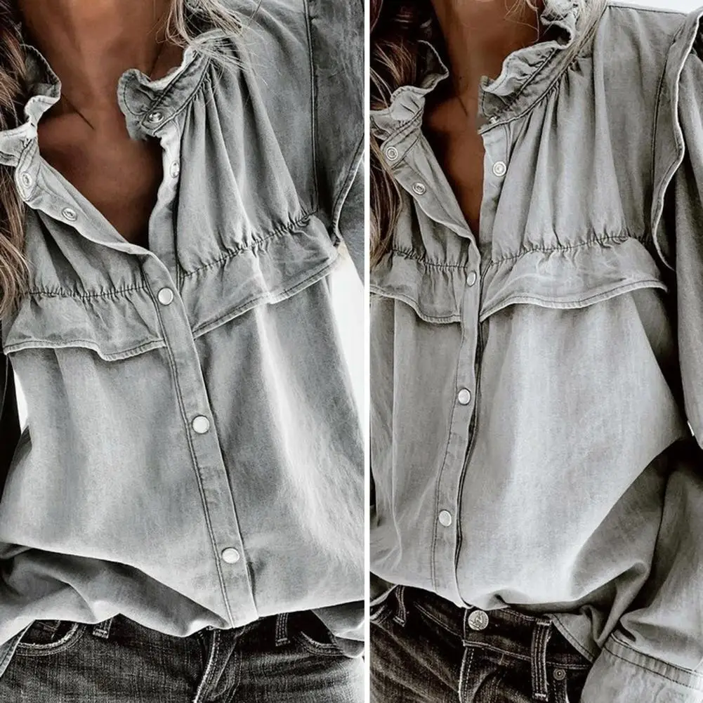 Vintage Women's Shirts Single-breasted Women Denim Shirts Blouse Doll Collar Long Sleeves Tops Female Clothing blusas camisas
Vintage Women's Shirts Single-breasted Women Denim Shirts Blouse Doll Collar Long Sleeves Tops Female Clothing blusas camisas
