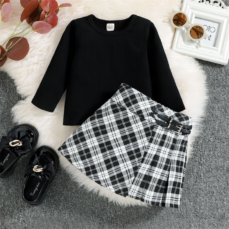Fashion skirts Kids Baby Girls 2PCS Clothes Autumn Long Sleeve O Neck Ribbed T-Shirts+Plaid A-line Mini Skirt Girl Set 0-4Years
Fashion skirts Kids Baby Girls 2PCS Clothes Autumn Long Sleeve O Neck Ribbed T-Shirts+Plaid A-line Mini Skirt Girl Set 0-4Years