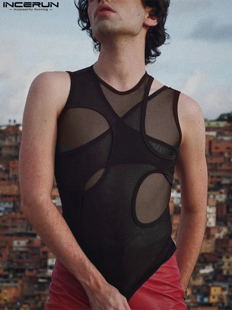 INCERUN Men Mesh Bodysuits See Through O-neck Sexy Sleeveless Irregular Bodysuit Hollow Out Solid Men Rompers Pajamas 2022 S-5XL
INCERUN Men Mesh Bodysuits See Through O-neck Sexy Sleeveless Irregular Bodysuit Hollow Out Solid Men Rompers Pajamas 2022 S-5XL