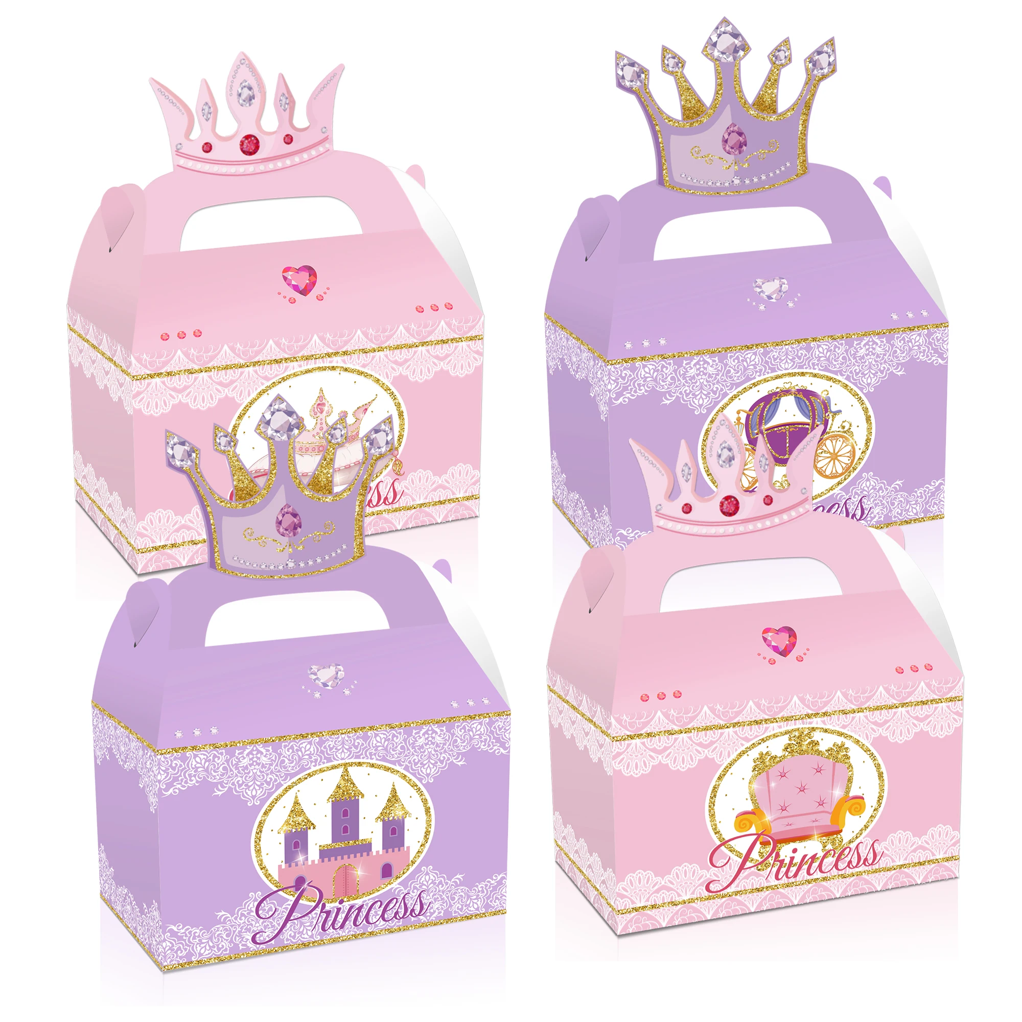 

DD153 4 шт., Милая принцесса, корона, бриллиантовый замок, коробка для подарков на день рождения, конфеты, детские украшения для вечеринки