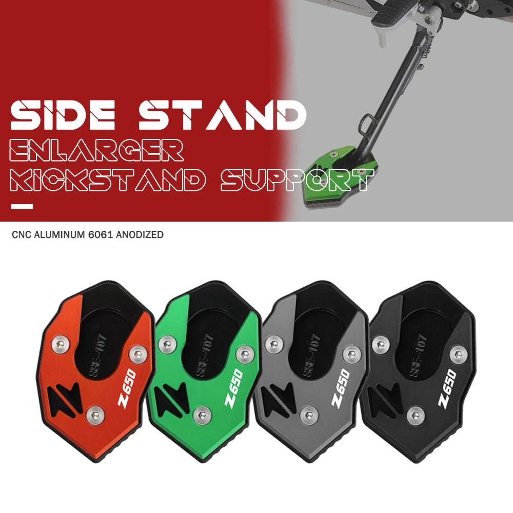 

WITH LOGO Z650 Motorcycle Side Stand Enlarge Plate Kickstand Extension FOR KAWASAKI Z650RS Z650 Z 650 RS 2017 2018 2019 2021