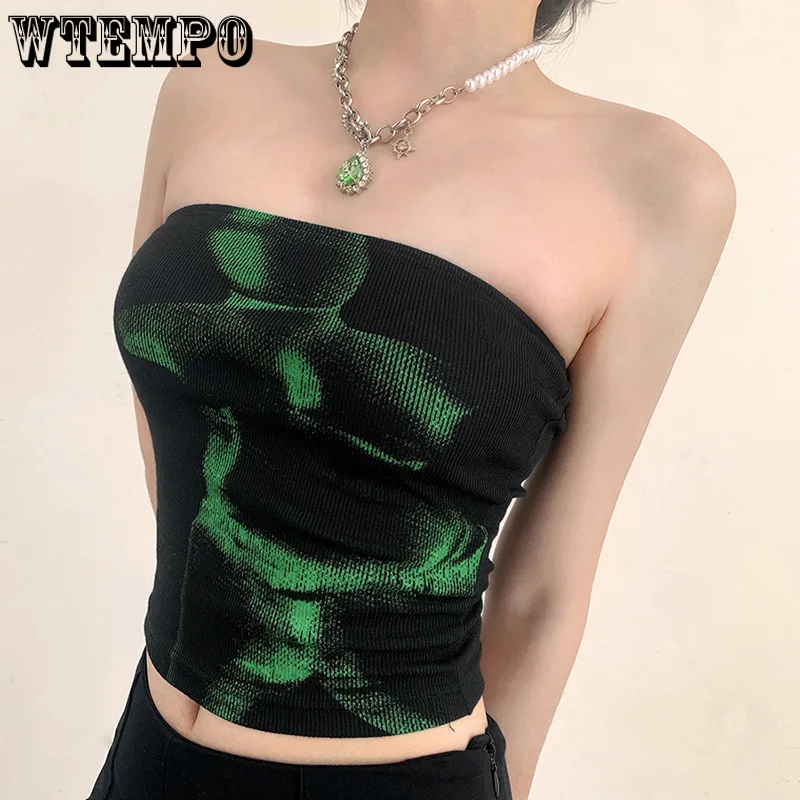 Summer Sexy Tube Top Women's Slim Navel Tank Tops Fashion Off Shoulder Wrap Chest Gothic Croptop Green Print Strapless Bra 2022
Summer Sexy Tube Top Women's Slim Navel Tank Tops Fashion Off Shoulder Wrap Chest Gothic Croptop Green Print Strapless Bra 2022