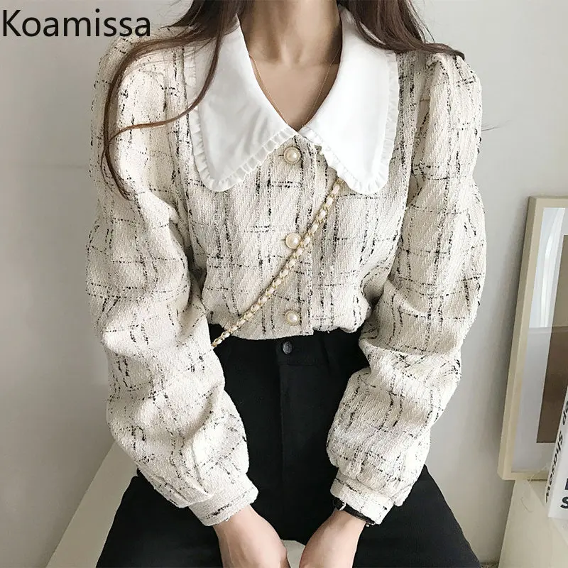 Koamissa Vintage Pearls Design Plaid Tweed Coat Long Sleeves Single Breased Fragrant Style Woolen Coats Fall Crop Outwear Jacket
Koamissa Vintage Pearls Design Plaid Tweed Coat Long Sleeves Single Breased Fragrant Style Woolen Coats Fall Crop Outwear Jacket