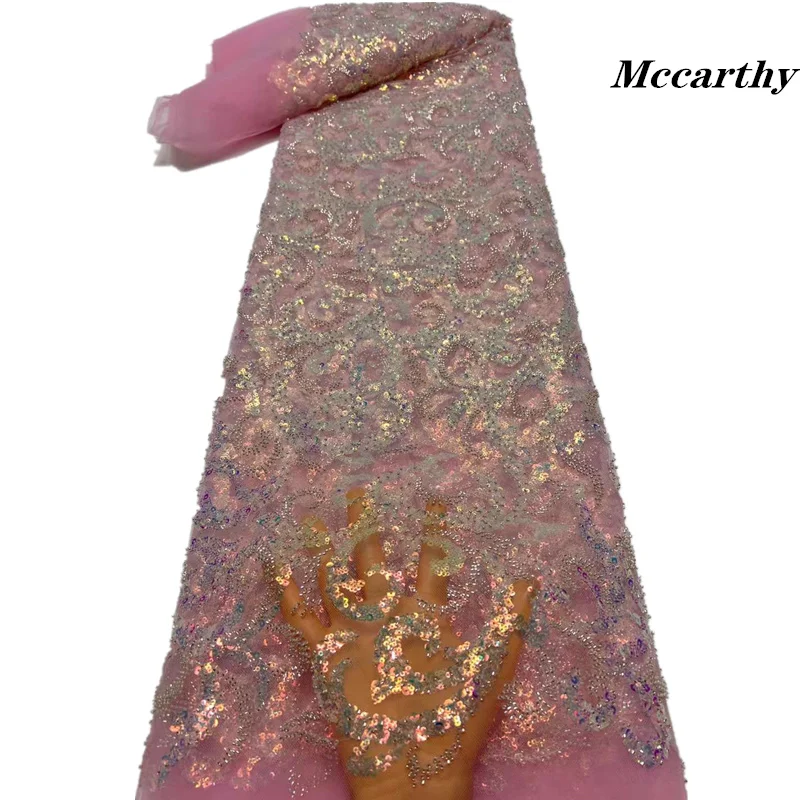 Mccarthy African Sequins Beads Lace Fabric Pink Line Embroidery French Mesh Sequins Lace Nigerian Tulle Lace For Party Sewing
Mccarthy African Sequins Beads Lace Fabric Pink Line Embroidery French Mesh Sequins Lace Nigerian Tulle Lace For Party Sewing