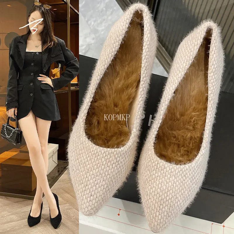 Fur Pumps Mules Pointed Toe Elegant High Heels Shoes Women's Autumn New Furry Slides Flip Flops Office Work Indoor Women Shoes
Fur Pumps Mules Pointed Toe Elegant High Heels Shoes Women's Autumn New Furry Slides Flip Flops Office Work Indoor Women Shoes