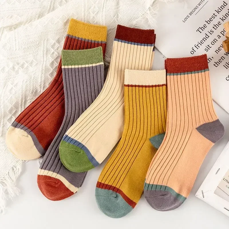 5Pairs Striped Women Socks Harajuku Retro Solid Color Mid-tube Socks Autumn Winter Breathable Sweat-absorbent Sock for Women
5Pairs Striped Women Socks Harajuku Retro Solid Color Mid-tube Socks Autumn Winter Breathable Sweat-absorbent Sock for Women