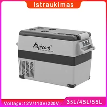Alpicool 35/45/55L Car Refrigerator 12/24V Compressor Portable Freezer Fridge 110/220V Separately Frozen Refrigerated Storage