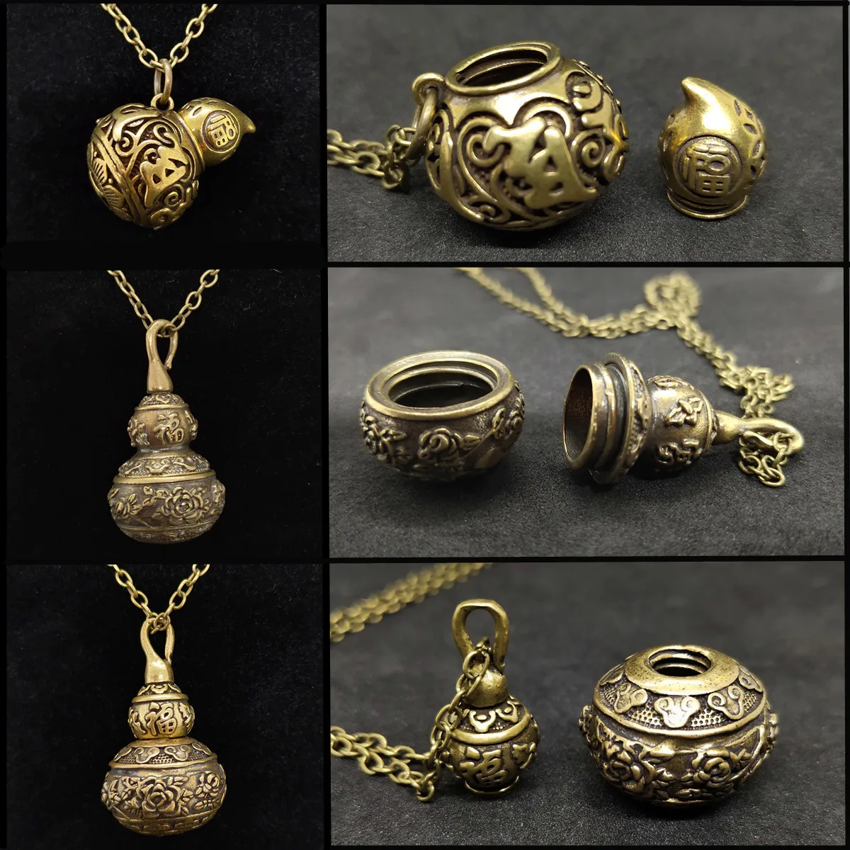

Bronze Gourd Urn Jar Pendant Calabash Keychain Sutra Jewelry Waterproof Pill Box Medicine Case Container Bottle Locket Necklac