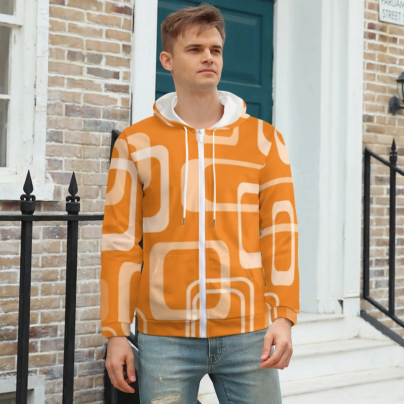 Orange Retro Mod Hoodie 60s Square Print For Men Winter Hoodies Outdoor Zip Up Hoodie Oversized
Orange Retro Mod Hoodie 60s Square Print For Men Winter Hoodies Outdoor Zip Up Hoodie Oversized