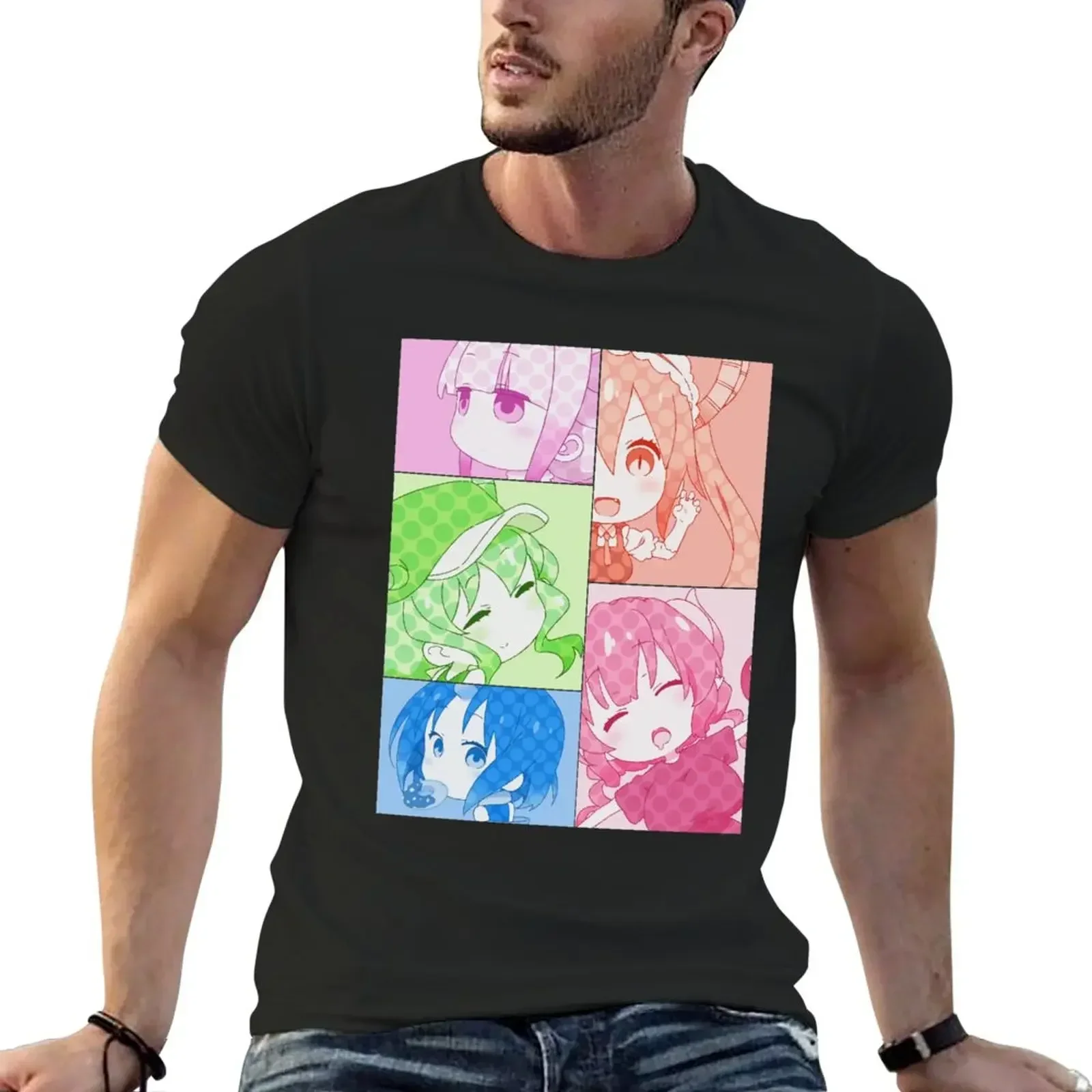 Футболка Tohru Ilulu Kanna Lucoa Elma Dragon Maid комикс Стиль Хлопок 2024 Топы мужские белые