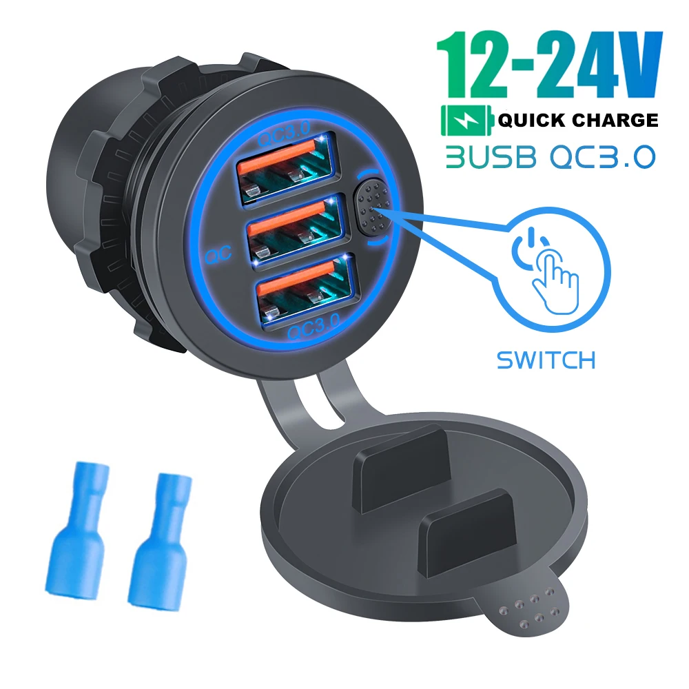 Автомобильное зарядное устройство с 3 портами USB QC3.0, быстрая зарядка, прикуриватель 12-24 В с сенсорным выключателем для автомобиля, мотоцикла...
Автомобильное зарядное устройство с 3 портами USB QC3.0, быстрая зарядка, прикуриватель 12-24 В с сенсорным выключателем для автомобиля, мотоцикла...