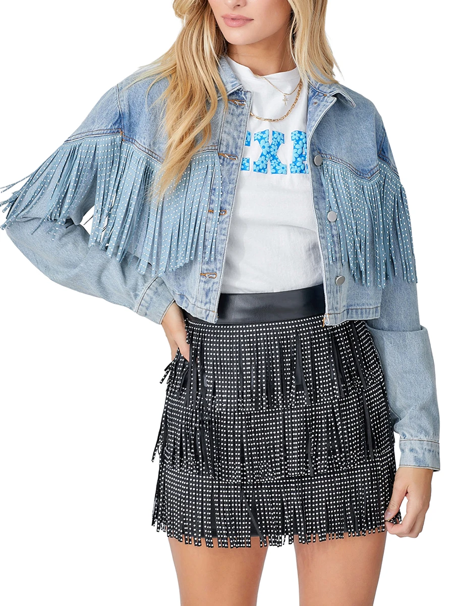 

Women s Oversized Denim Jacket with Frayed Hem and Distressed Details Vintage-Inspired Streetwear for the Modern Cowgirl