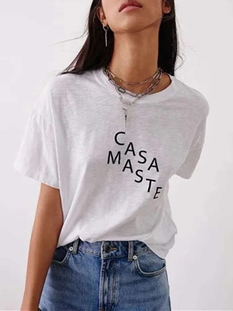 Letters Print Simple T-Shirt For Women 2022 Summer Ladies White Or Black Short Sleeve Casual Tee Tops All-Match
Letters Print Simple T-Shirt For Women 2022 Summer Ladies White Or Black Short Sleeve Casual Tee Tops All-Match