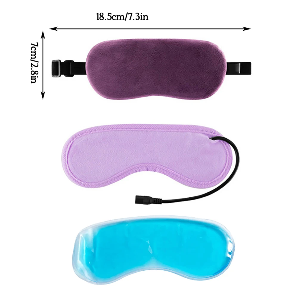 

Eye Pad USB Steam Heated Ice Bag Eyeshade Adjustable Portable Soft Plush Sleeping Eye Patch Purple