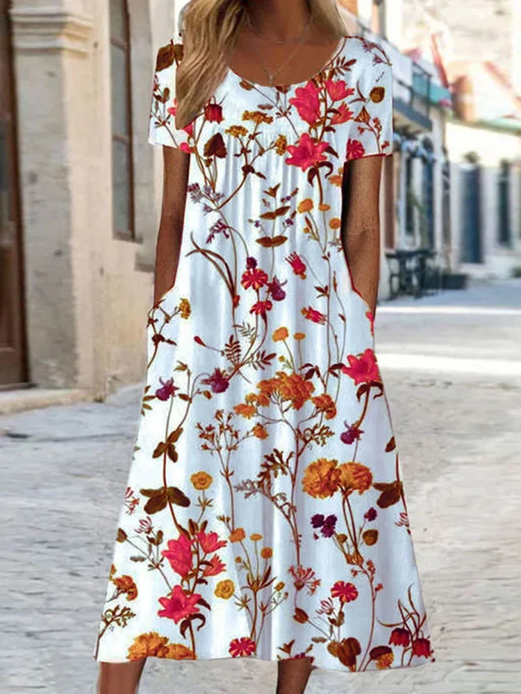Women Causual Short Sleeve Boho Long Dress 2023 Summer Floral Print Loose Beach Sundress
Women Causual Short Sleeve Boho Long Dress 2023 Summer Floral Print Loose Beach Sundress
