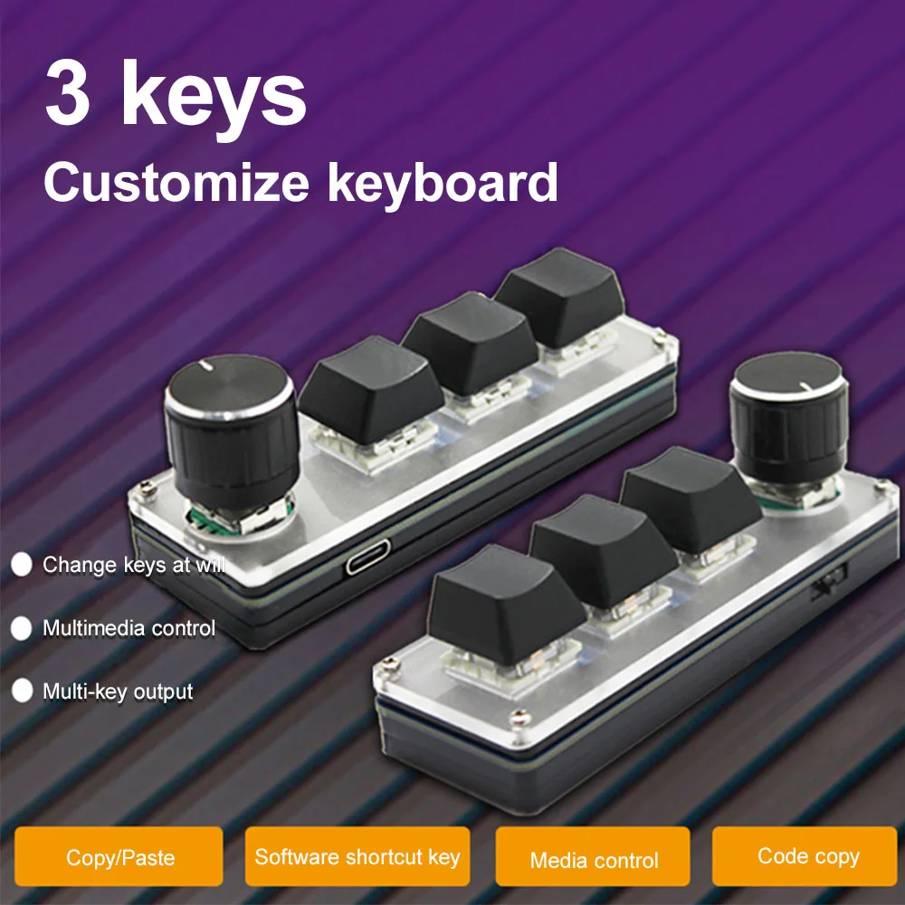Programming Macro Custom Knob Keyboard diy electronic RGB 3 Key User-defined Mini Button Gaming Keypad keyboard shortcut Type-c
Programming Macro Custom Knob Keyboard diy electronic RGB 3 Key User-defined Mini Button Gaming Keypad keyboard shortcut Type-c
