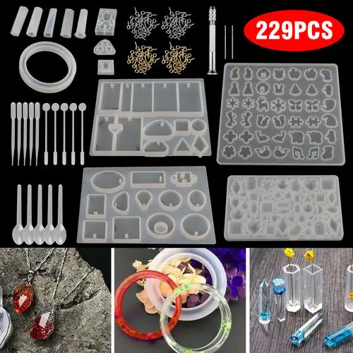229pcs Epoxy Casting Molds Set Silicone UV Casting Tools kits Resin Casting Molds For Jewelry making DIY Earring Findings
229pcs Epoxy Casting Molds Set Silicone UV Casting Tools kits Resin Casting Molds For Jewelry making DIY Earring Findings