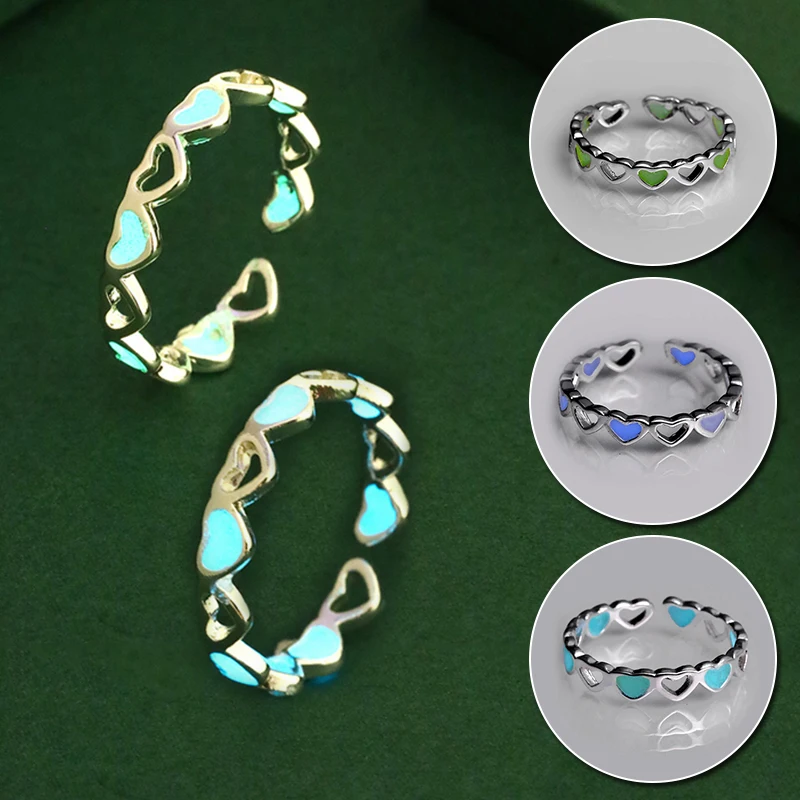 Men's and Women's Opening Adjustable Fluorescent Luminous Silver Ring Hollow Peach Heart Luminous Ring Party Jewelry Gift
Men's and Women's Opening Adjustable Fluorescent Luminous Silver Ring Hollow Peach Heart Luminous Ring Party Jewelry Gift