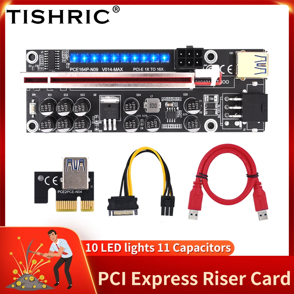 1/6/10 шт. TISHRIC 11 конденсаторы BTC Майнер Riser 014 Max PCI Express Райзер карта ЦП графическая карта адаптер для майнинга
1/6/10 шт. TISHRIC 11 конденсаторы BTC Майнер Riser 014 Max PCI Express Райзер карта ЦП графическая карта адаптер для майнинга