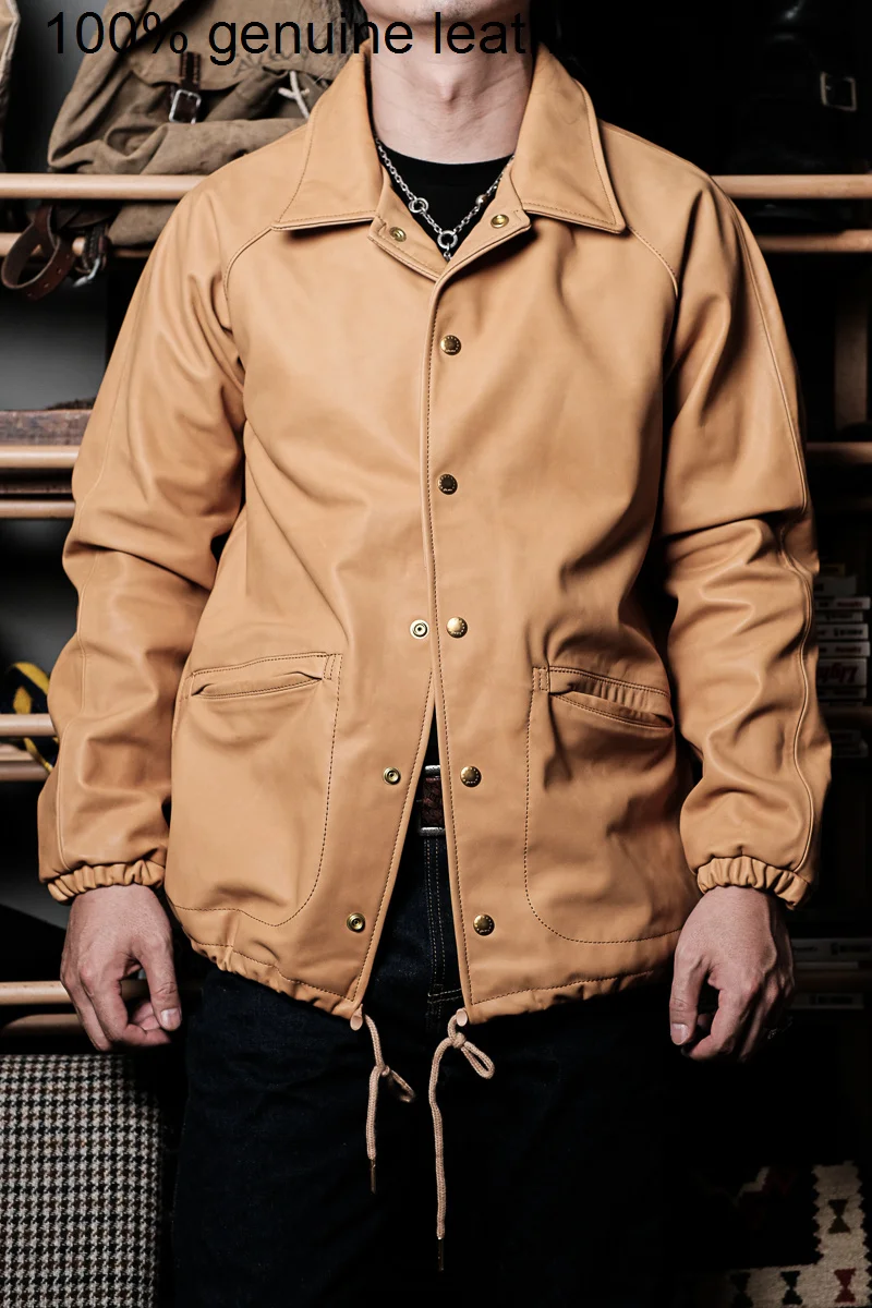 

Первоклассная американская винтажная куртка из воловьей кожи растительного дубления. Роскошная качественная натуральная кожаная суальная свободная ткань