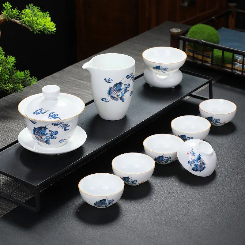

Набор из 10 предметов, китайский дорожный чайный набор кунг-фу, керамическая портативная чайная чашка, фарфоровые сервисы, чайные чашки Gaiwan, кружка для чая, стандартный чайный горшок