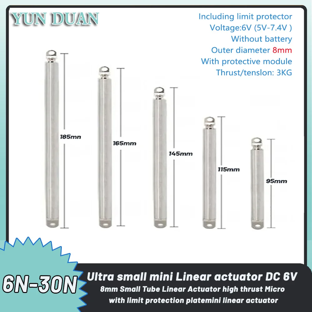 Мини-электрический толкатель YUN DUAN 8 мм, нержавеющая сталь, 6В
Мини-электрический толкатель YUN DUAN 8 мм, нержавеющая сталь, 6В