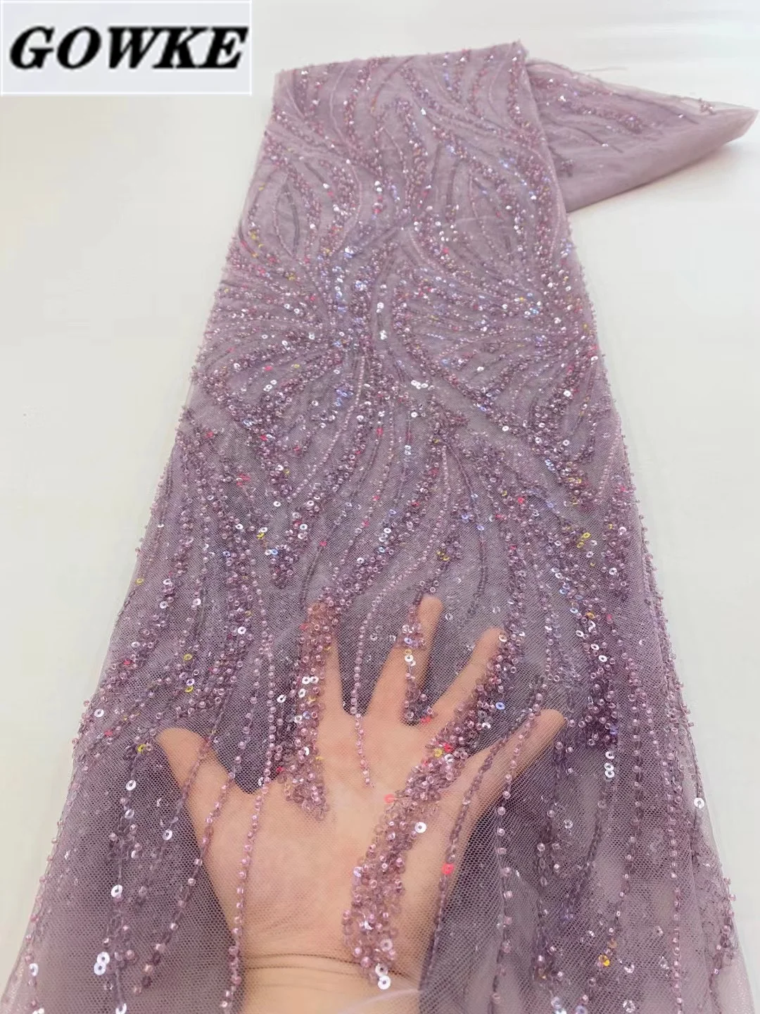African Purple Handmade Beads Sequence Tulle Lace Fabric French Luxury 5 Yards Sequins Fabric Nigerian For Party Wedding Dresses
African Purple Handmade Beads Sequence Tulle Lace Fabric French Luxury 5 Yards Sequins Fabric Nigerian For Party Wedding Dresses