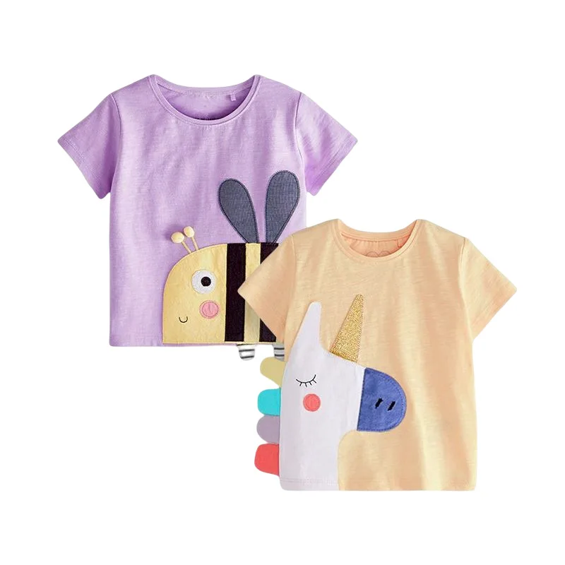 

Детская футболка, Новинка лета 2023, мультяшный топ из чистого хлопка, впитывающая Пот футболка с круглым вырезом для мальчиков и девочек, детская одежда
