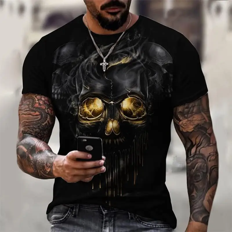 Taamlou Men's Street Skull Muscle Short Sleeve Print Personality Fashion Fashion T-Shirt
Taamlou Men's Street Skull Muscle Short Sleeve Print Personality Fashion Fashion T-Shirt