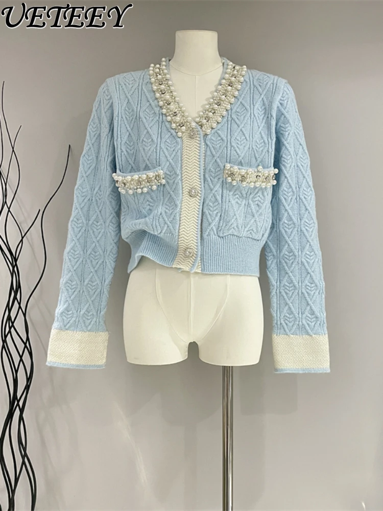 Осенне-зимний новый вязаный кардиган с V-образным вырезом и длинным рукавом тяжелые Промышленные бусины со стразами в клетку для женщин
Осенне-зимний новый вязаный кардиган с V-образным вырезом и длинным рукавом тяжелые Промышленные бусины со стразами в клетку для женщин